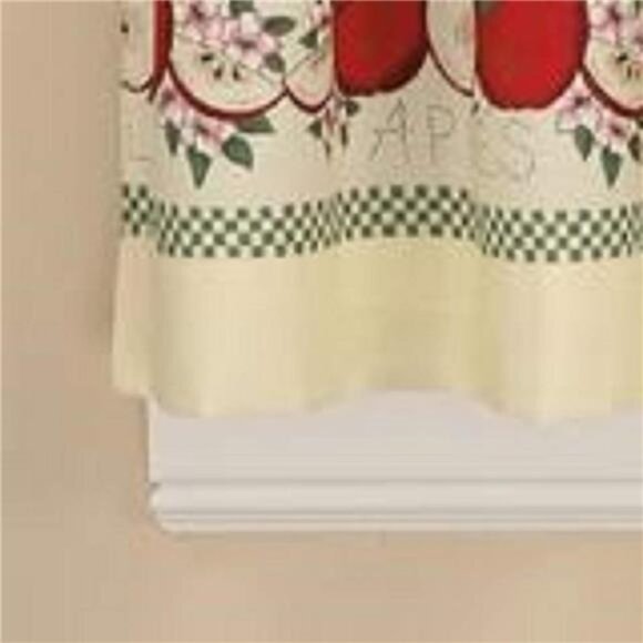 Red Delicious Country Apples 3Piece Window Curtain TierSet,Ivory,56-InchX24-Inch - Picture 5 of 7